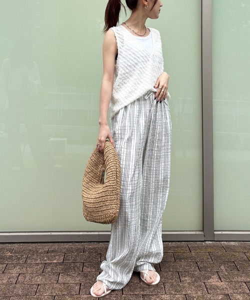 ISOOK / アイスー】リラックスサッカーストライプパンツ / ストレート