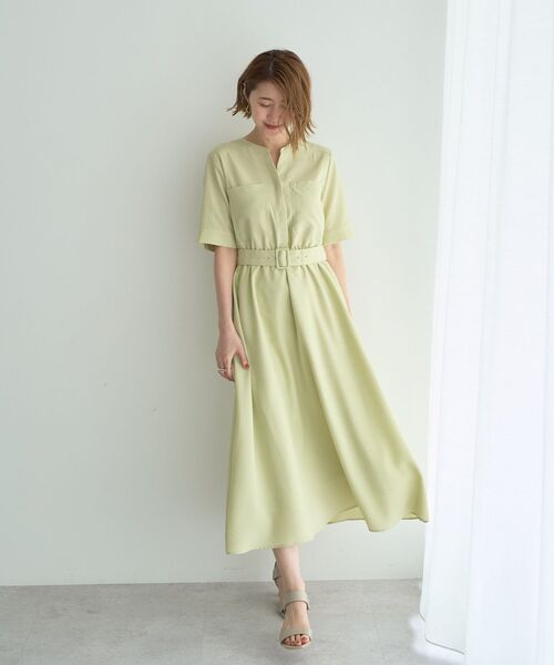 YECCA VECCA(イェッカヴェッカ)の「リネンライクポケットデザインワンピース(ワンピース・レディース・グリーン系その他3/ネイビー/グレイッシュベージュ/ブルー・FREE)」の3枚目の写真