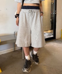 napinna maison（ナピナメゾン）の「【napinna maison×HIINA】レイヤードウエストスウェットハーフパンツ（スウェットパンツ）」