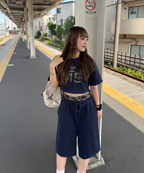napinna maison(ナピナメゾン)の「【napinna maison×HIINA】レイヤードウエストスウェットハーフパンツ(スウェットパンツ・レディース・ネイビー/グレー/ブラック・M/L)」の9枚目の写真