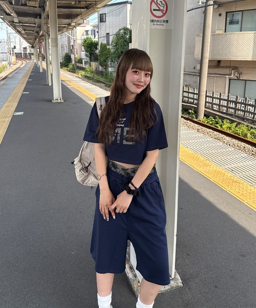 napinna maison(ナピナメゾン)の「【napinna maison×HIINA】レイヤードウエストスウェットハーフパンツ(スウェットパンツ・レディース・ネイビー/グレー/ブラック・M/L)」の10枚目の写真