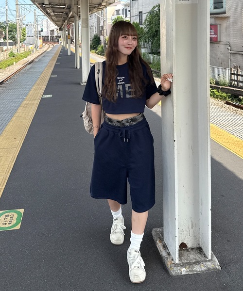 napinna maison(ナピナメゾン)の「【napinna maison×HIINA】レイヤードウエストスウェットハーフパンツ(スウェットパンツ・レディース・ネイビー/グレー/ブラック・M/L)」の11枚目の写真