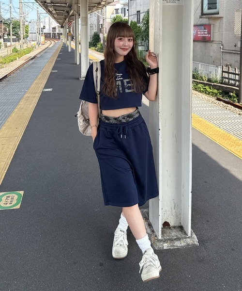 napinna maison(ナピナメゾン)の「【napinna maison×HIINA】レイヤードウエストスウェットハーフパンツ(スウェットパンツ・レディース・ネイビー/グレー/ブラック・M/L)」の12枚目の写真