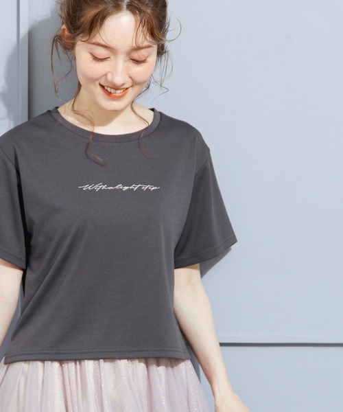 12Twelve Agenda(トゥエルブ アジェンダ)の「刺繍ロゴTシャツ(Tシャツ/カットソー・レディース・オフホワイト/チャコールグレー・M)」の2枚目の写真