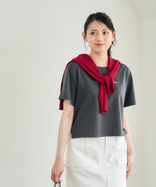 12Twelve Agenda(トゥエルブ アジェンダ)の「刺繍ロゴTシャツ(Tシャツ/カットソー・レディース・オフホワイト/チャコールグレー・M)」の13枚目の写真