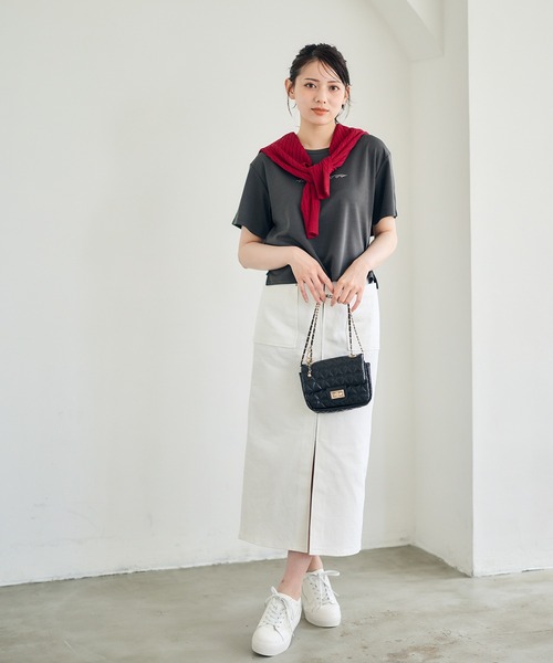 12Twelve Agenda(トゥエルブ アジェンダ)の「刺繍ロゴTシャツ(Tシャツ/カットソー・レディース・オフホワイト/チャコールグレー・M)」の14枚目の写真