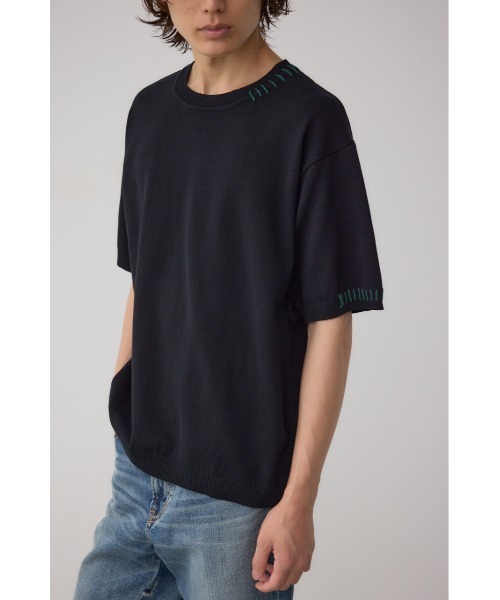 AZUL by moussy(アズールバイマウジー)の「カラーハンドステッチニット(ニット/セーター・メンズ・ターコイズブルー/ブラック/ホワイト・MEDIUM/LARGE)」の3枚目の写真