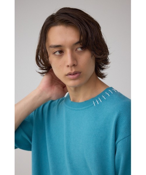 AZUL by moussy(アズールバイマウジー)の「カラーハンドステッチニット(ニット/セーター・メンズ・ターコイズブルー/ブラック/ホワイト・MEDIUM/LARGE)」の12枚目の写真