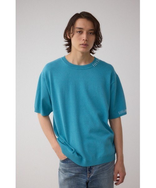 AZUL by moussy(アズールバイマウジー)の「カラーハンドステッチニット(ニット/セーター・メンズ・ターコイズブルー/ブラック/ホワイト・MEDIUM/LARGE)」の11枚目の写真