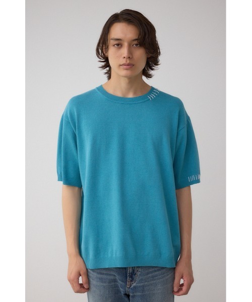 AZUL by moussy(アズールバイマウジー)の「カラーハンドステッチニット(ニット/セーター・メンズ・ターコイズブルー/ブラック/ホワイト・MEDIUM/LARGE)」の9枚目の写真
