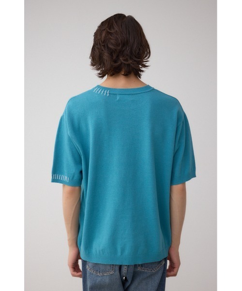 AZUL by moussy(アズールバイマウジー)の「カラーハンドステッチニット(ニット/セーター・メンズ・ターコイズブルー/ブラック/ホワイト・MEDIUM/LARGE)」の7枚目の写真