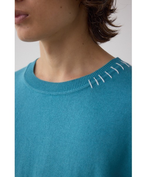 AZUL by moussy(アズールバイマウジー)の「カラーハンドステッチニット(ニット/セーター・メンズ・ターコイズブルー/ブラック/ホワイト・MEDIUM/LARGE)」の6枚目の写真