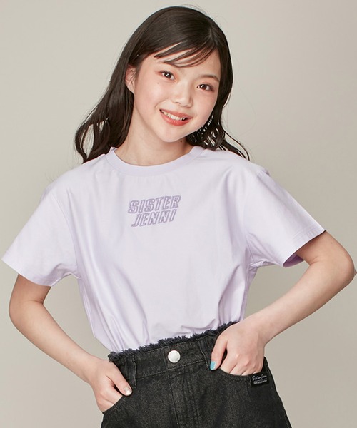 SISTER JENNI（SISTER JENNI）の「【ひんやり素材・UVカット】接触冷感ロゴししゅうTシャツ（Tシャツ/カットソー・キッズ・ラベンダー/オフホワイト/チャコールグレー・130cm/140cm/150cm/160cm）」の3枚目の写真