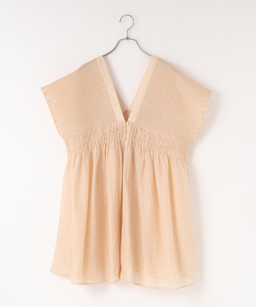 LOWRYS FARM（ローリーズファーム）の「シャーリングチュニックフレンチスリーブ　 581468（シャツ/ブラウス・レディース・ブルー/ブラック/アイボリー/ブラウン/ブラウン系その他2/ブルー系その他2・FREE）」の5枚目の写真