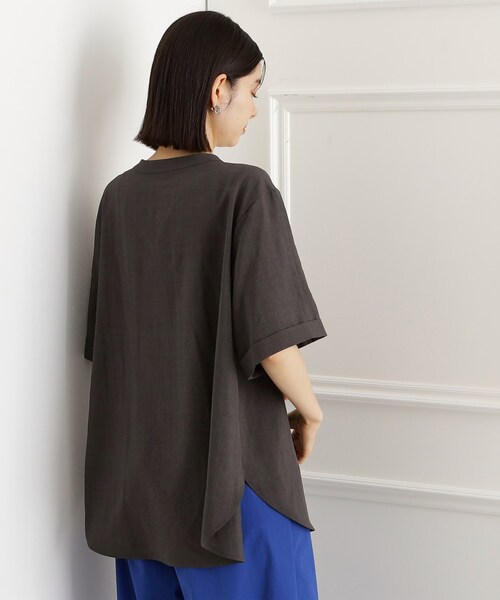 THE SHOP TK （ザ ショップ ティーケー ）の「【秋色入荷/インしなくても決まる】ダブルポケット5分袖シャツ/体型カバー／洗濯機OK（シャツ/ブラウス・レディース・グリーン系/スミクロ/ブルー/アイボリー・12/13）」の20枚目の写真