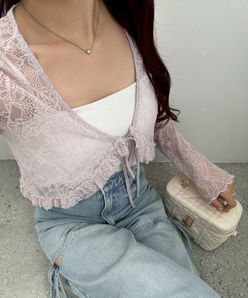 one after another NICE CLAUP（ワンアフターアナザーナイスクラップ）の「レースボレロカーディガン（カーディガン/ボレロ・レディース・オフホワイト/モカ/ラベンダー・FREE）」の22枚目の写真