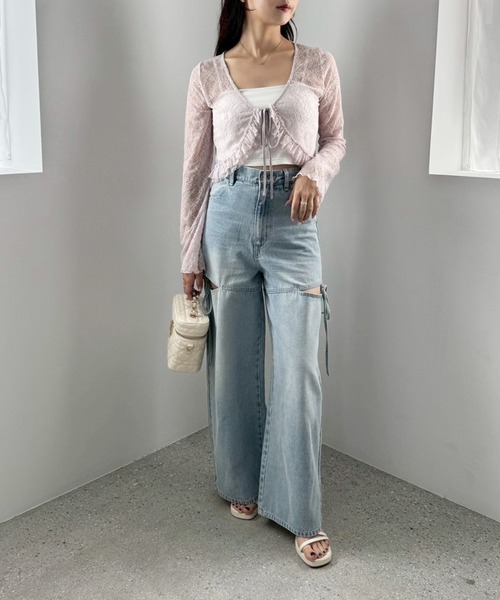 one after another NICE CLAUP（ワンアフターアナザーナイスクラップ）の「レースボレロカーディガン（カーディガン/ボレロ・レディース・オフホワイト/モカ/ラベンダー・FREE）」の18枚目の写真