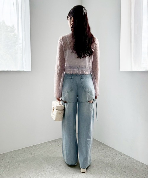 one after another NICE CLAUP（ワンアフターアナザーナイスクラップ）の「レースボレロカーディガン（カーディガン/ボレロ・レディース・オフホワイト/モカ/ラベンダー・FREE）」の20枚目の写真