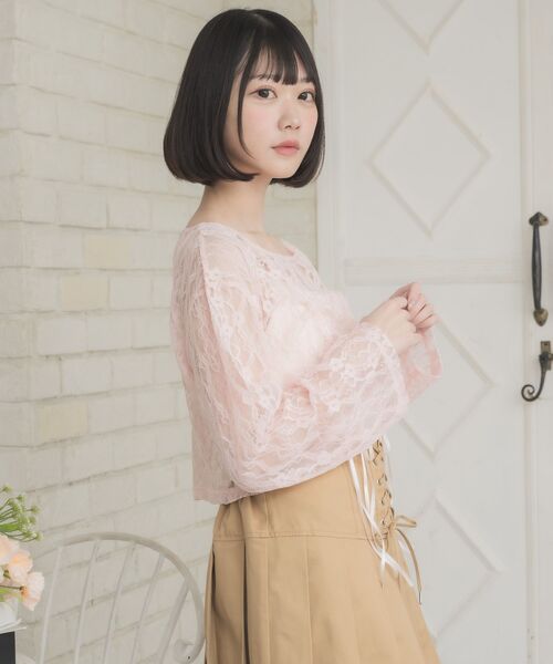 ems excite(エムズエキサイト)の「【新色追加】レースドロストCT(Tシャツ/カットソー・レディース・ピンク/オフホワイト/ブラウン/ブラック・FREE)」の14枚目の写真