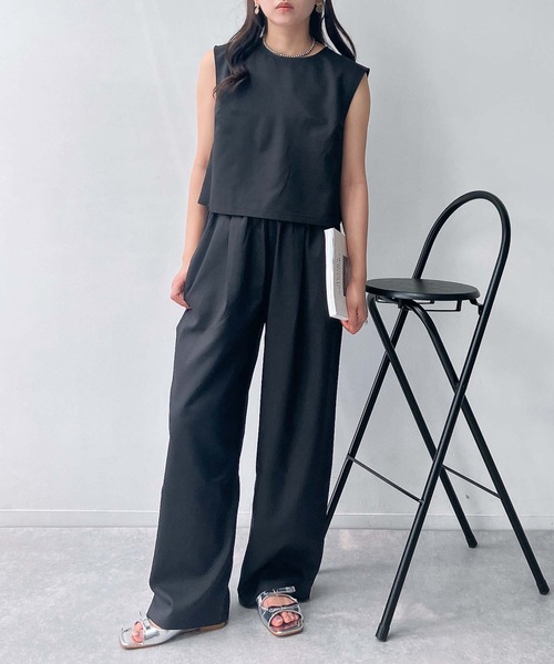 AS KNOW AS plus（アズノゥアズプラス）の「●ノースリーブトップス ワイドパンツ セットアップ（セットアップ・レディース・ブラック/ブラウン/グレー・FREE）」の4枚目の写真