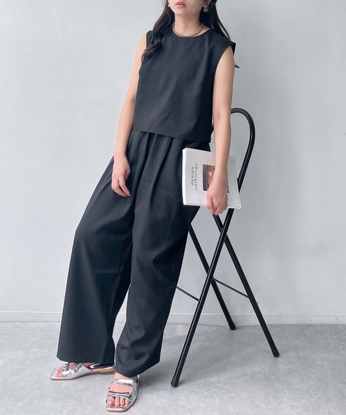 AS KNOW AS plus（アズノゥアズプラス）の「●ノースリーブトップス ワイドパンツ セットアップ（セットアップ・レディース・ブラック/ブラウン/グレー・FREE）」の5枚目の写真