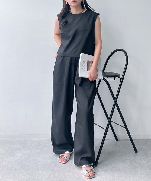 AS KNOW AS plus（アズノゥアズプラス）の「●ノースリーブトップス ワイドパンツ セットアップ（セットアップ・レディース・ブラック/ブラウン/グレー・FREE）」の6枚目の写真