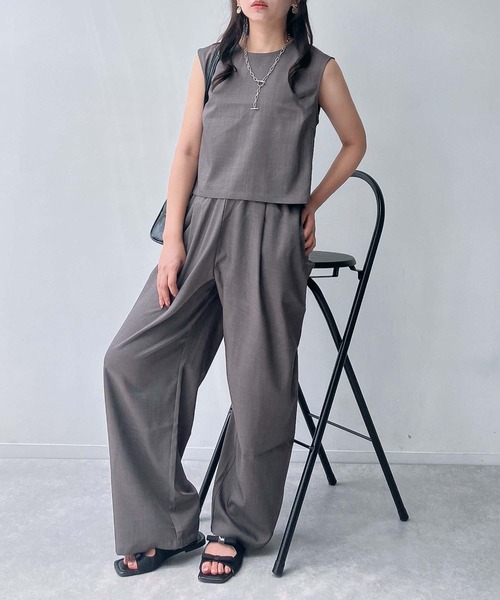 AS KNOW AS plus（アズノゥアズプラス）の「●ノースリーブトップス ワイドパンツ セットアップ（セットアップ・レディース・ブラック/ブラウン/グレー・FREE）」の18枚目の写真