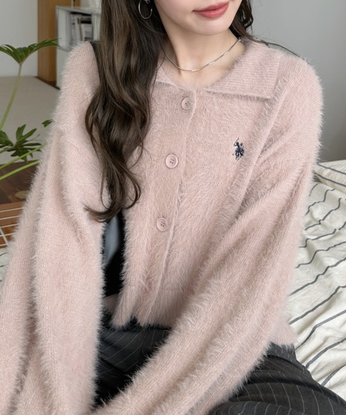 U.S. POLO ASSN.（ユーエスポロアッスン）の「【Ada.別注 U.S. POLO ASSN】襟付き シャギー ボリュームスリーブ ニット（カーディガン/ボレロ・レディース・チャコール/ホワイト/ピンク/ネイビー/ブルーグレー/アイボリー/ブラウン/グレイッシュベージュ・FREE）」の20枚目の写真