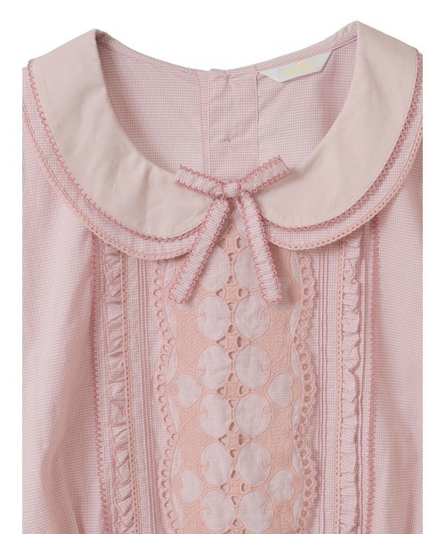 PINK HOUSE（ピンクハウス）の「チェリーレース使いギンガムチェックブラウス（シャツ/ブラウス・レディース・ブラック/レッド/ピンク/ライトグリーン/ブルーグレー・フリー）」の12枚目の写真