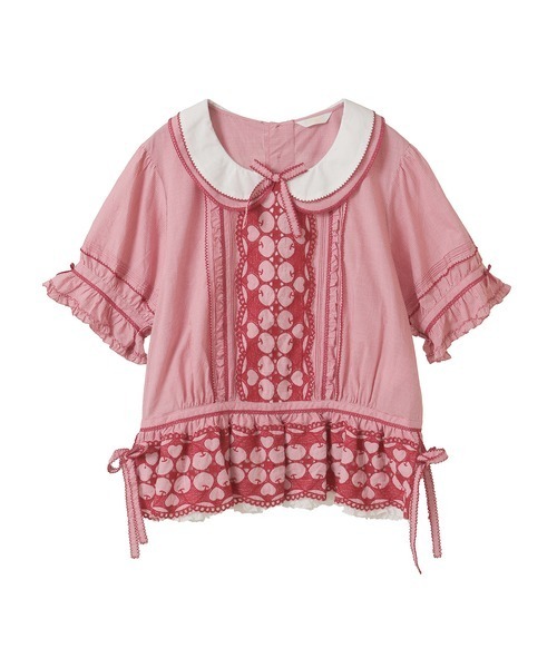 PINK HOUSE（ピンクハウス）の「チェリーレース使いギンガムチェックブラウス（シャツ/ブラウス・レディース・ブラック/レッド/ピンク/ライトグリーン/ブルーグレー・フリー）」の19枚目の写真