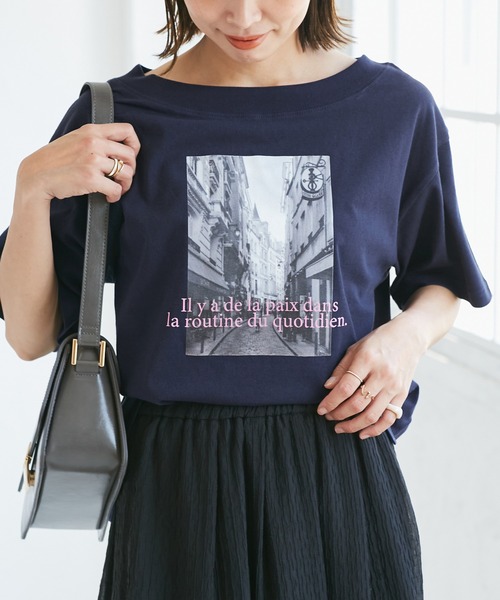 ROPE' PICNIC（ロペピクニック）の「オフショルプリントハーフスリーブTシャツ（Tシャツ/カットソー・レディース・ブルー系その他/ホワイト系その他/サックスブルー・38）」の3枚目の写真