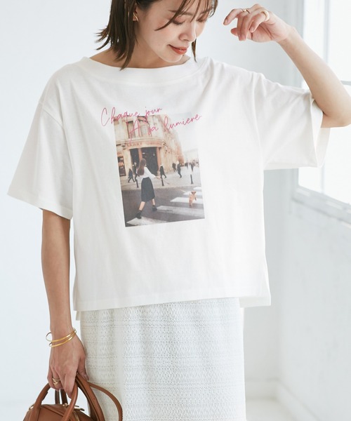 ROPE' PICNIC（ロペピクニック）の「オフショルプリントハーフスリーブTシャツ（Tシャツ/カットソー・レディース・ブルー系その他/ホワイト系その他/サックスブルー・38）」の6枚目の写真
