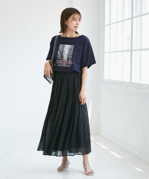 ROPE' PICNIC（ロペピクニック）の「オフショルプリントハーフスリーブTシャツ（Tシャツ/カットソー・レディース・ブルー系その他/ホワイト系その他/サックスブルー・38）」の8枚目の写真