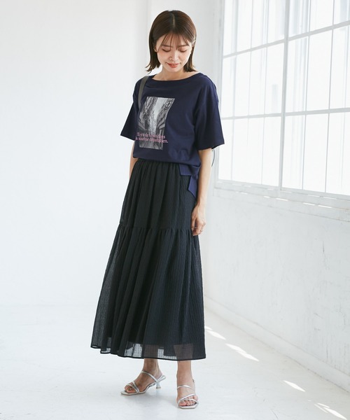 ROPE' PICNIC（ロペピクニック）の「オフショルプリントハーフスリーブTシャツ（Tシャツ/カットソー・レディース・ブルー系その他/ホワイト系その他/サックスブルー・38）」の9枚目の写真