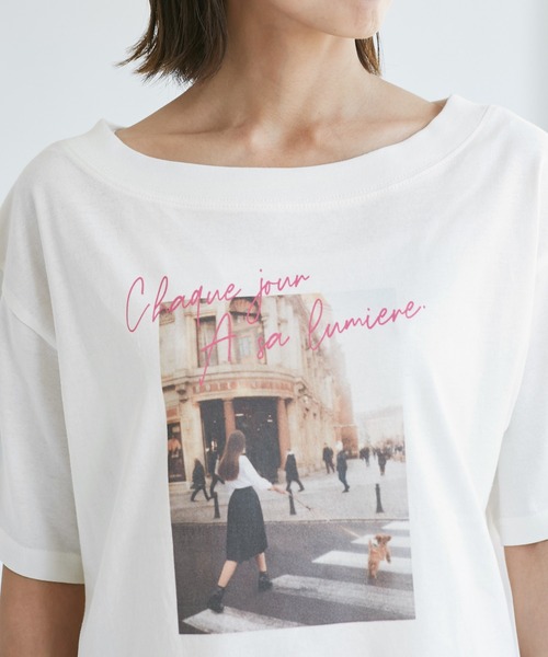 ROPE' PICNIC（ロペピクニック）の「オフショルプリントハーフスリーブTシャツ（Tシャツ/カットソー・レディース・ブルー系その他/ホワイト系その他/サックスブルー・38）」の20枚目の写真