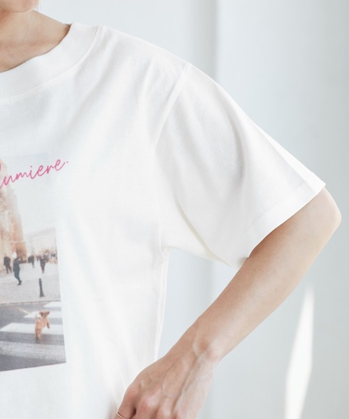 ROPE' PICNIC（ロペピクニック）の「オフショルプリントハーフスリーブTシャツ（Tシャツ/カットソー・レディース・ブルー系その他/ホワイト系その他/サックスブルー・38）」の21枚目の写真