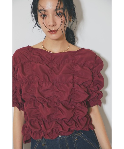 &. NOSTALGIA(アンドドットノスタルジア)の「ポップコーンシャーリングバックデザイントップス(Tシャツ/カットソー・レディース・オフホワイト/ボルドー・M)」の10枚目の写真