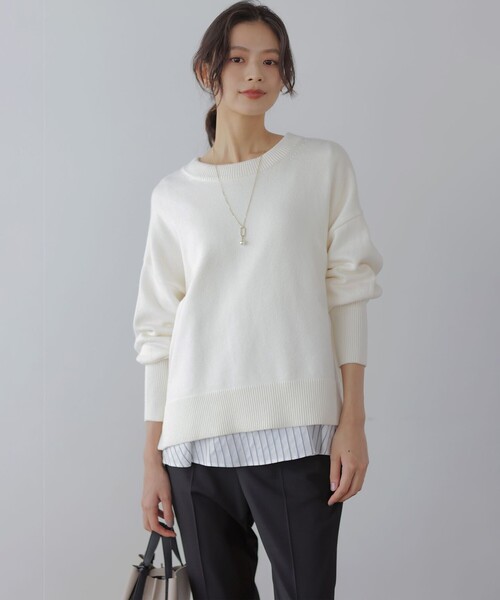 組曲（クミキョク）の「シャツコンビティアード ロングＴシャツ（Tシャツ/カットソー・レディース・アイボリー系/アイボリー系1・3/2）」の5枚目の写真