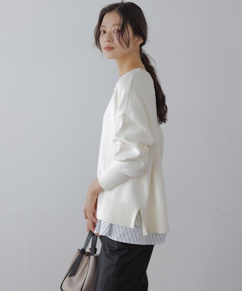 組曲（クミキョク）の「シャツコンビティアード ロングＴシャツ（Tシャツ/カットソー・レディース・アイボリー系/アイボリー系1・3/2）」の6枚目の写真