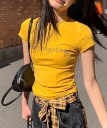 Vipoa（ヴィポア）の「Rhinestone lettering tee（Tシャツ/カットソー・レディース）」
