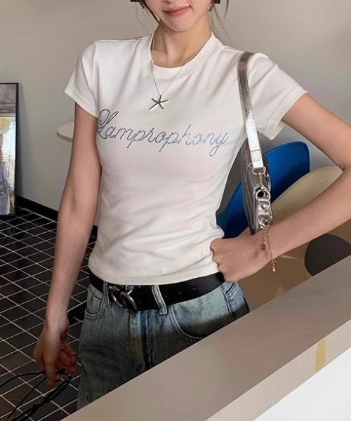 Vipoa(ヴィポア)の「Rhinestone lettering tee(Tシャツ/カットソー・レディース・レッド/イエロー/ホワイト・FREE)」の15枚目の写真