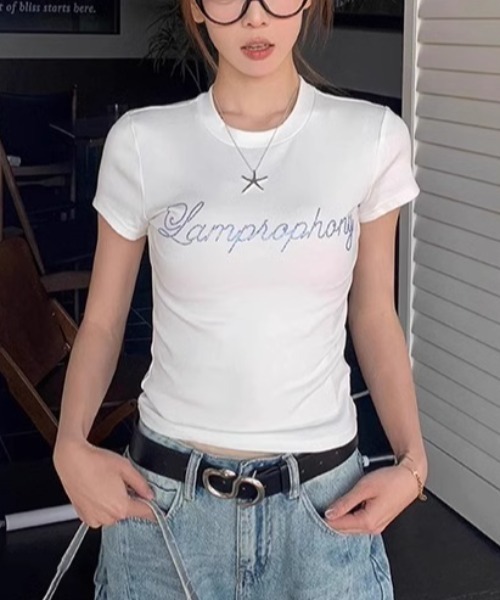 Vipoa(ヴィポア)の「Rhinestone lettering tee(Tシャツ/カットソー・レディース・レッド/イエロー/ホワイト・FREE)」の18枚目の写真