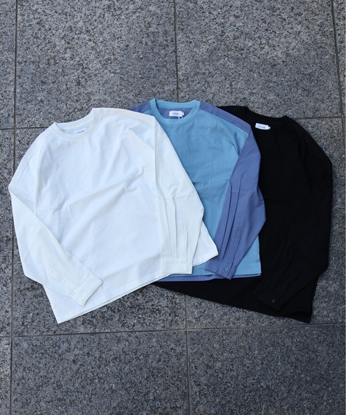 ATELANE（アテレーン）の「ATELANE / ブロード/ドッキング/ロンTEE/シャツ（Tシャツ/カットソー・メンズ・ブラック/ブルー/オフホワイト・X-LARGE/LARGE/MEDIUM）」の4枚目の写真