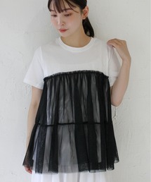 StyleSea | チュールコンビカットソープルオーバー(Tシャツ/カットソー)