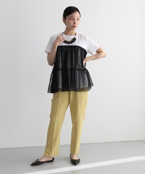 StyleSea(スタイルシー)の「チュールコンビカットソープルオーバー(Tシャツ/カットソー・レディース・ブラック/オフホワイト・FREE)」の13枚目の写真