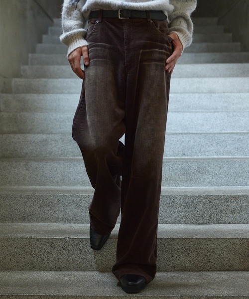CLEL アンティークデザイン コーデュロイスラックスパンツ　ブラウンxs セール】【CLEL】Antique Design Corduroy Slacks Pants