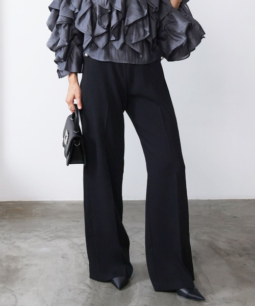 PICCIN PERLA(ピッチンペルラ)の「ポケットパールワイドパンツ(スラックス・レディース・ブラック/ブラウン・M)」の2枚目の写真