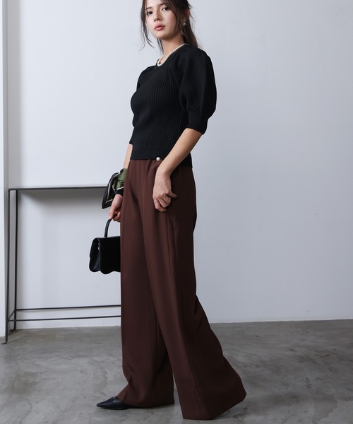 PICCIN PERLA(ピッチンペルラ)の「ポケットパールワイドパンツ(スラックス・レディース・ブラック/ブラウン・M)」の5枚目の写真
