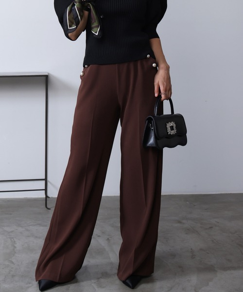 PICCIN PERLA(ピッチンペルラ)の「ポケットパールワイドパンツ(スラックス・レディース・ブラック/ブラウン・M)」の12枚目の写真