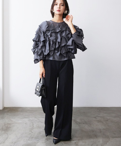 PICCIN PERLA(ピッチンペルラ)の「ポケットパールワイドパンツ(スラックス・レディース・ブラック/ブラウン・M)」の21枚目の写真